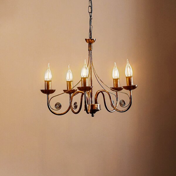 Lamkur Candelabru Ayleen din oțel cu 5 becuri, negru, reglabil, Negru, Camera de zi / sufragerie, Metal, Antichitate