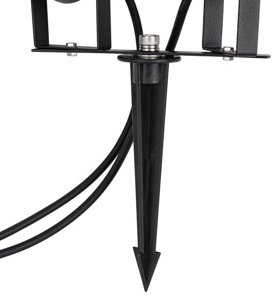 Spot modern de grădină negru, cu cablu și ștecher incluse, 150 cm, 2 lumini, IP65 - Basic
