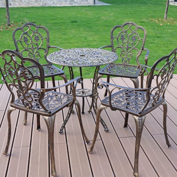 Set mobilier grădină din aluminiu cu 4 scaune Silva, negru-auriu
