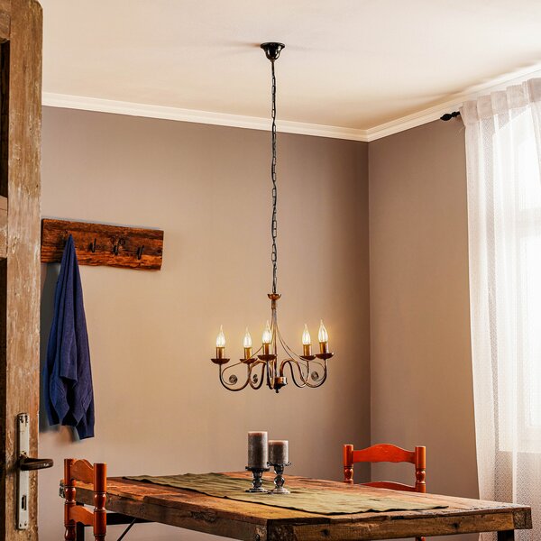Lamkur Candelabru Ayleen din oțel cu 5 becuri, negru, reglabil, Negru, Camera de zi / sufragerie, Metal, Antichitate
