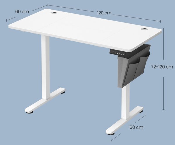 Birou reglabil Songmics Alb 120x60x120 cm