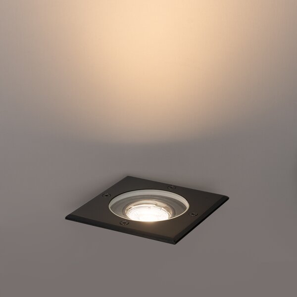 Set de 4 spoturi de exterior negre pătrate reglabile IP65 - Delux