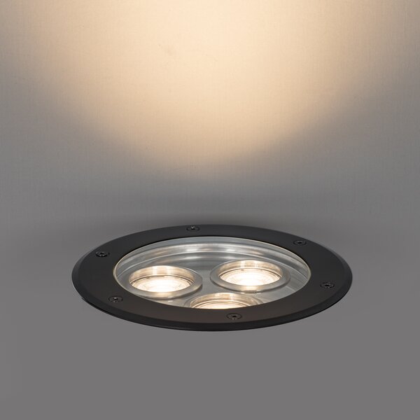 Spot modern pentru sol negru 3 lumini IP65 - Tribus