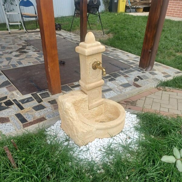 Fântână din beton pentru grădină Crotone, bej
