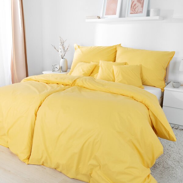 Goldea lenjerie de pat din 100% bumbac - galben 200 x 200 și 2buc 50 x 70 cm