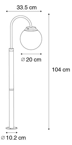 Felinar modern negru cu plastic 104 cm IP44 - Sfera