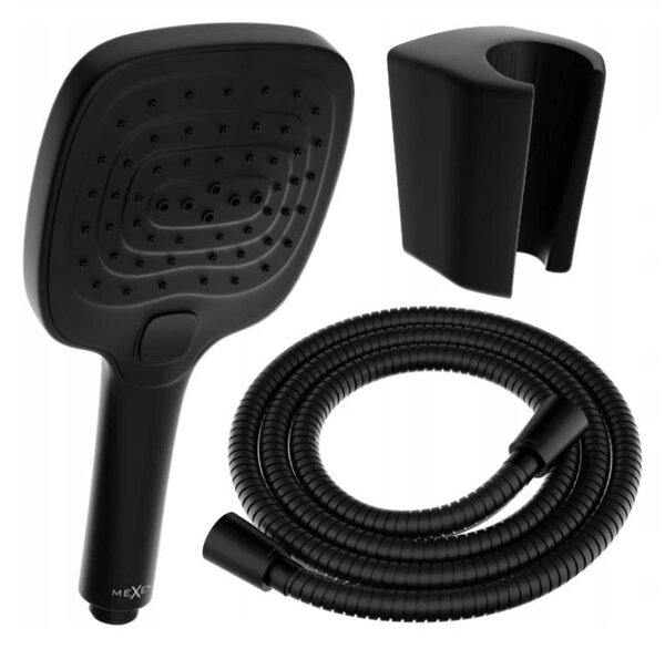 Accesorii Mexen - Set duș de mână cu 1 punct R-17, negru, 785176052-70