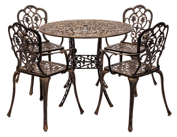 Set mobilier grădină din aluminiu cu 4 scaune Meda, negru-gold