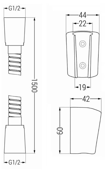Accesorii Mexen - Set duș de mână cu 1 punct R-17, negru, 785176052-70
