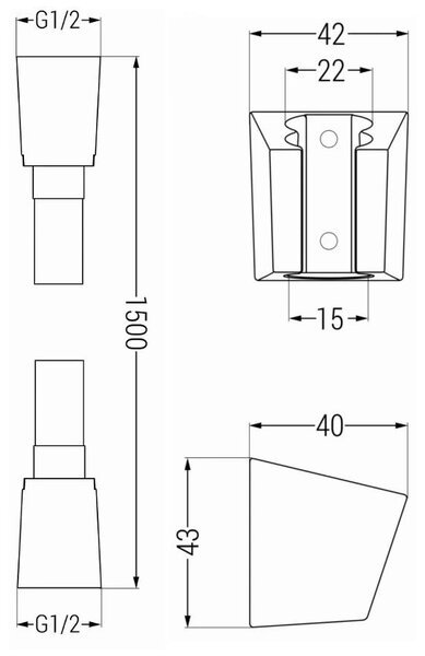 Accesorii Mexen - Set duș de mână cu 1 punct R-54, negru/crom, 785545053-71