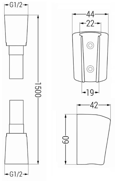 Accesorii Mexen - Set duș de mână cu 1 punct R-49, negru/auriu, 785496052-75