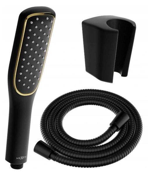 Accesorii Mexen - Set duș de mână cu 1 punct R-49, negru/auriu, 785496052-75