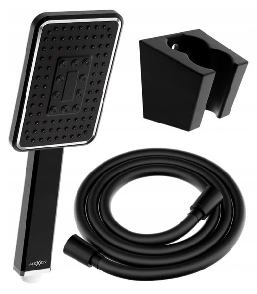 Accesorii Mexen - Set duș de mână cu 1 punct R-54, negru/crom, 785545053-71