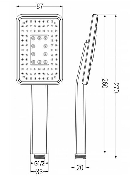 Accesorii Mexen - Set duș de mână cu 1 punct R-54, negru/crom, 785545053-71