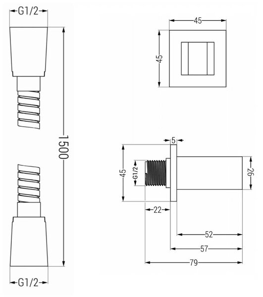 Accesorii Mexen - Set duș de mână cu 1 punct R-72, aur roz, 785006050-60
