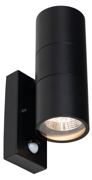 Aplică de exterior neagră cu 2 lumini AR70 cu senzor de mișcare - Duo