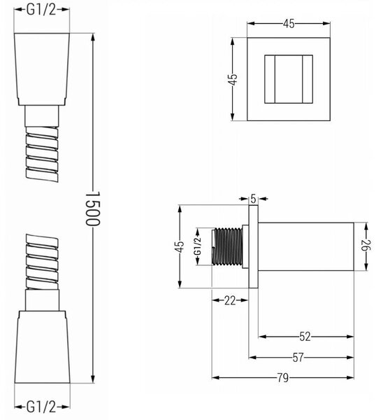 Accesorii Mexen - set de duș de mână ascuns cu 1 punct R-02, grafit, 785006050-66