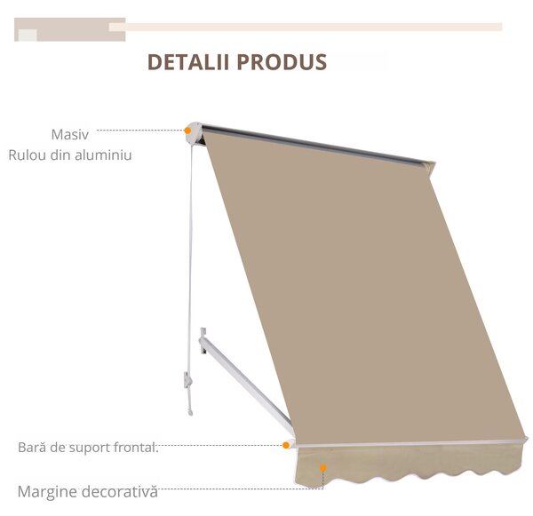 Outsunny Perdea de Soare Rulanta de Perete Bej, 180x70cm | Aosom Romania