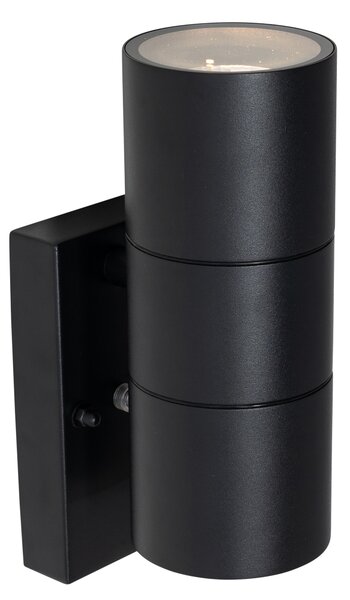 Aplică de exterior neagră cu 2 lumini AR70 cu senzor lumină-întuneric - Duo