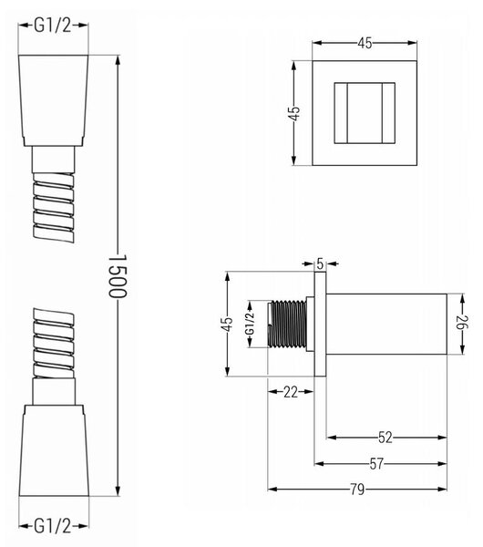 Accesorii Mexen - set de duș de mână ascuns cu 1 punct R-02, negru, 785006050-70