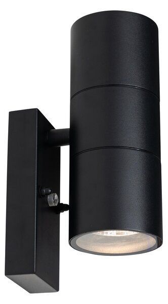 Aplică de exterior neagră cu 2 lumini AR70 cu senzor lumină-întuneric - Duo
