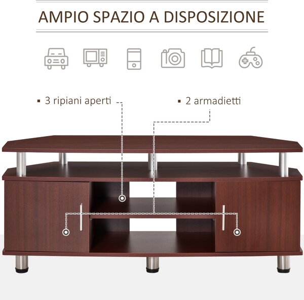 Mobilier pentru TV HOMCOM, 2 rafturi, 120x39.5x52cm, maro | Aosom Romania