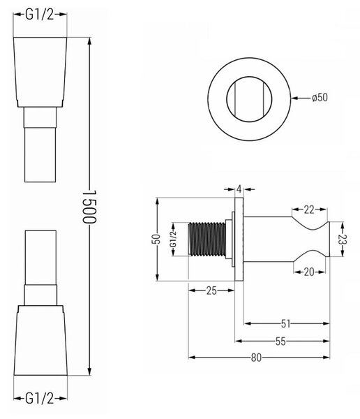 Accesorii Mexen - set de duș de mână ascuns cu 1 punct R-70, auriu, 785706051-50