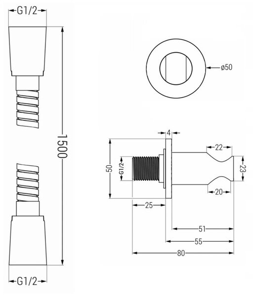 Accesorii Mexen - set de duș de mână ascuns cu 1 punct R-70, aur roz, 785706051-60