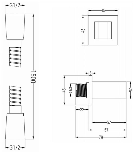 Accesorii Mexen - set de duș de mână ascuns cu 1 punct R-02, auriu, 785006050-50