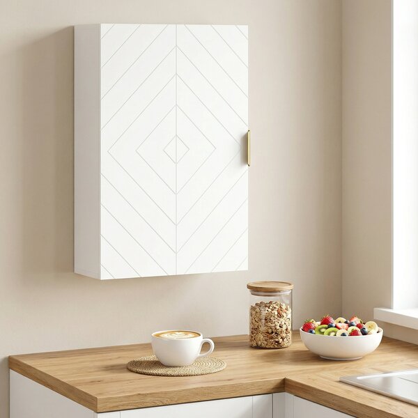 Kleankin Dulap pentru Baie Suspendat cu Rafturi Ajustabile, 40x15x60 cm, Alb | Aosom Romania