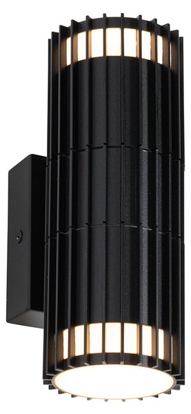 Aplică de perete exterioară de design neagră cu 2 lumini IP44 - Boris
