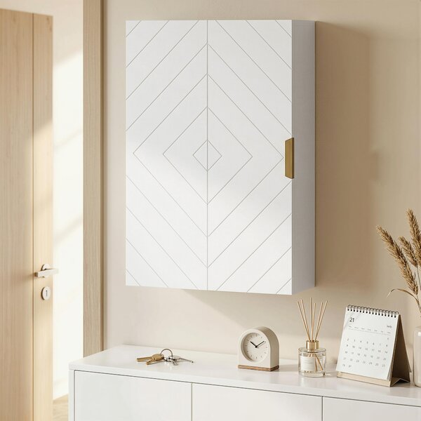 Kleankin Dulap pentru Baie Suspendat cu Rafturi Ajustabile, 40x15x60 cm, Alb | Aosom Romania