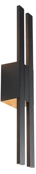 Aplică de perete exterioară modernă neagră cu LED 2 lumini IP54 - Jamal