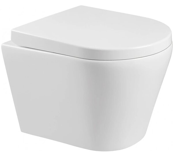 Bol suspendat Mexen RICO Rimless cu scaun cu cădere liberă, 48 x 35 cm, alb, 30721000