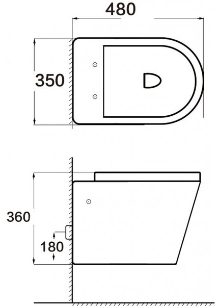 Bol suspendat Mexen RICO Rimless cu scaun cu cădere liberă, 48 x 35 cm, alb, 30721000