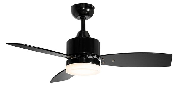 Ventilator de tavan de exterior negru 91,3 cm, inclusiv LED cu dimmer cu telecomandă IP44 - Toledo