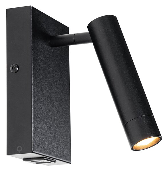 Lampa de perete moderna neagra cu USB reglabil - Croft