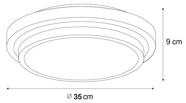 Plafonieră modernă neagră cu alb 35 cm cu 2 lumini IP44 - Walden