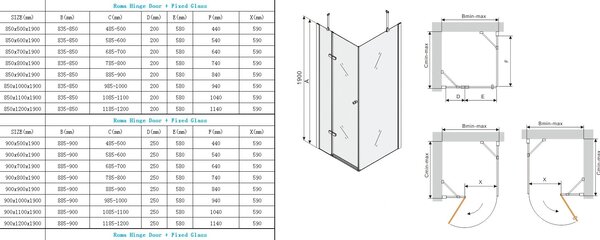 Mexen Roma, cabina de dus 70 (usa) x 50 (perete) cm, sticla gri 6mm, profil cromat, 854-070-050-01-40