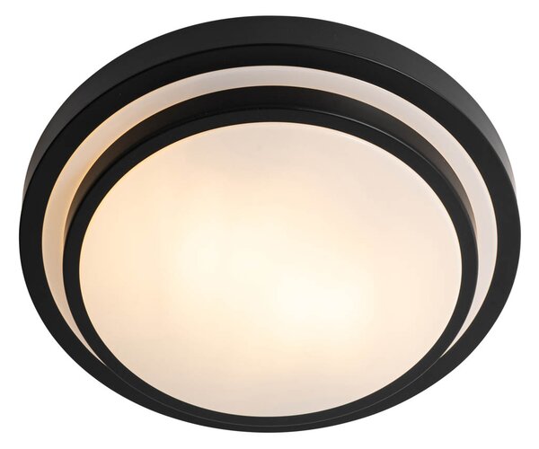 Plafonieră modernă neagră cu alb 35 cm cu 2 lumini IP44 - Walden