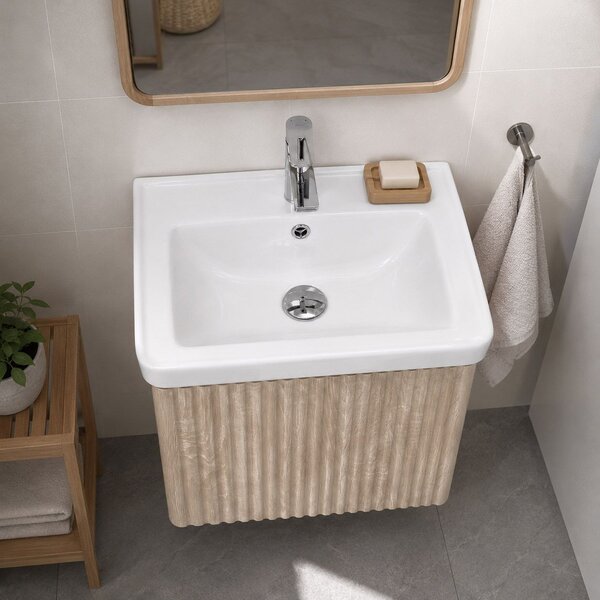 Dulap de baie cu lavoar Rea DB85-50-3 Orio Light 50cm