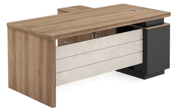 Birou Managerial Milano cu blat melaminat si dulap lateral - dimensiuni W1600 x D800 x H750 mm