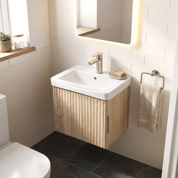 Dulap de baie cu lavoar Rea DB85-50-3 Orio Light 50cm