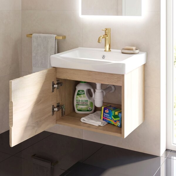 Dulap de baie cu lavoar Rea DB85-50-3 Orio Light 50cm