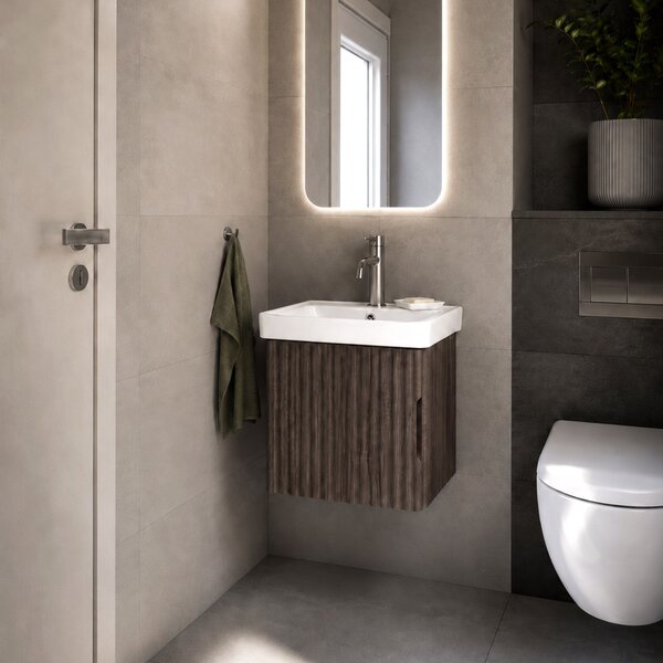 Dulap de baie cu lavoar Rea DB85-50-1 Orio Dark 50cm