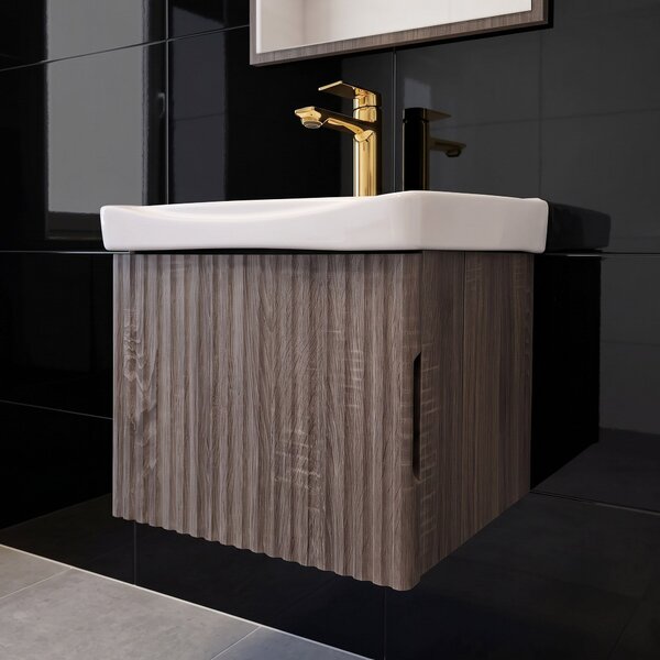 Dulap de baie cu lavoar Rea DB85-50-1 Orio Dark 50cm