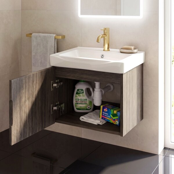 Dulap de baie cu lavoar Rea DB85-50-1 Orio Dark 50cm