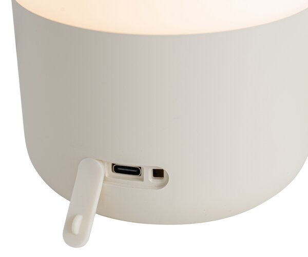 Set de 2 lămpi de masă pentru exterior bej cu alb, inclusiv LED reîncărcabil - Haard