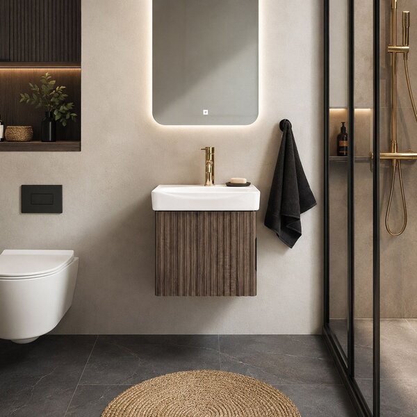 Dulap de baie cu lavoar Rea DB85-50-1 Orio Dark 50cm