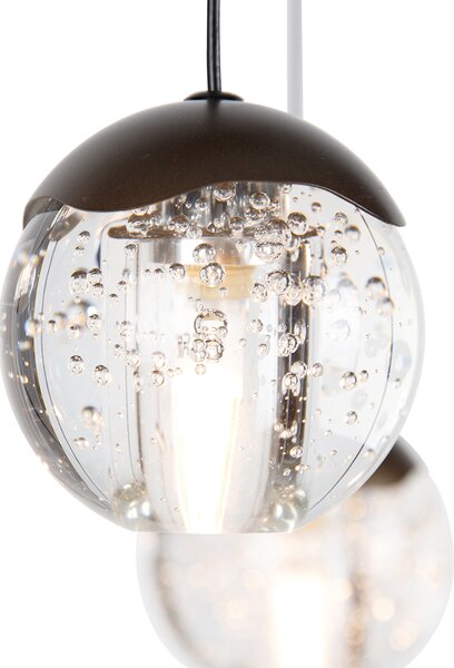Lampă pendant de design bronz închis cu sticlă transparentă 12 lumini - Inge
